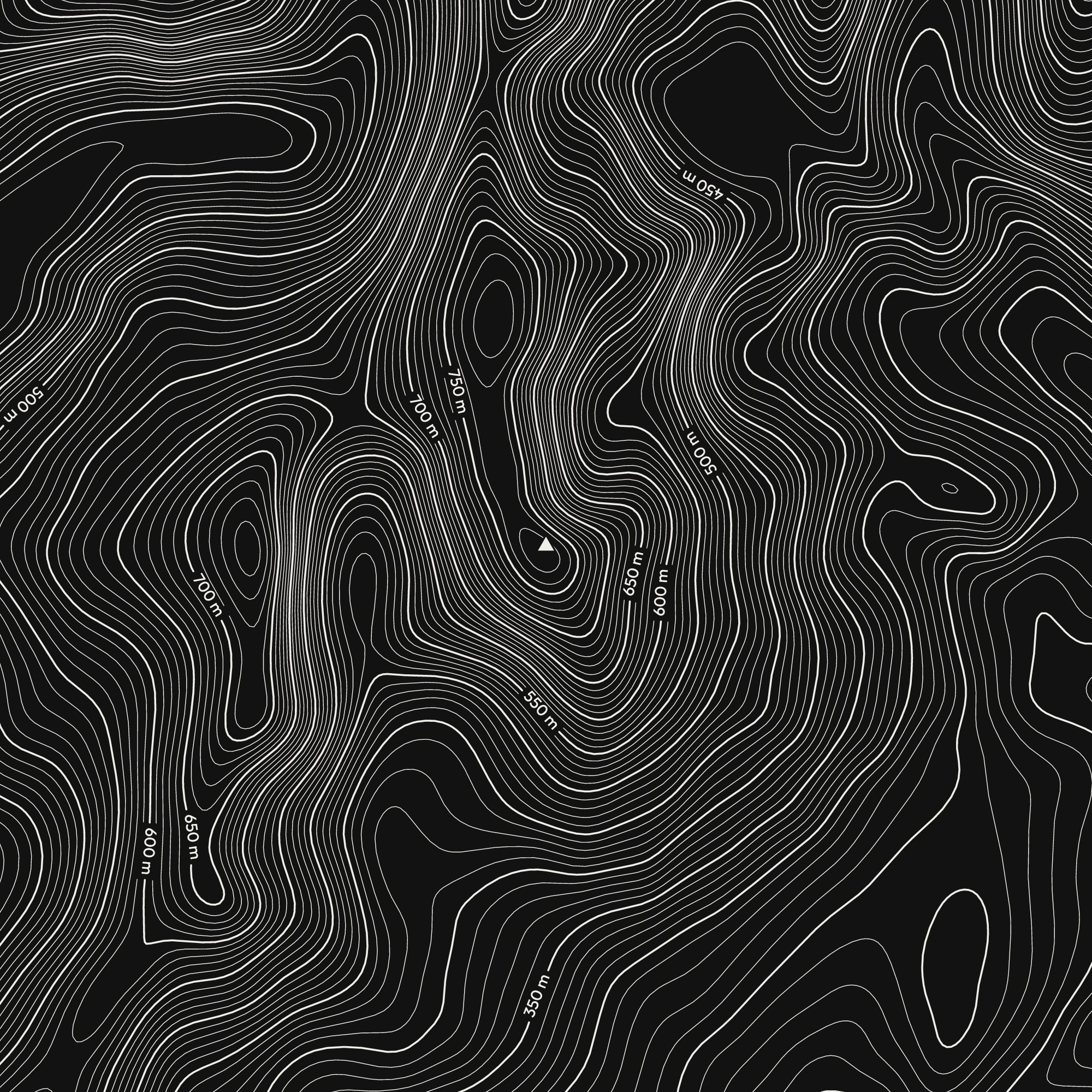 Close-up of the The Old Man of Coniston contour map print around the summit