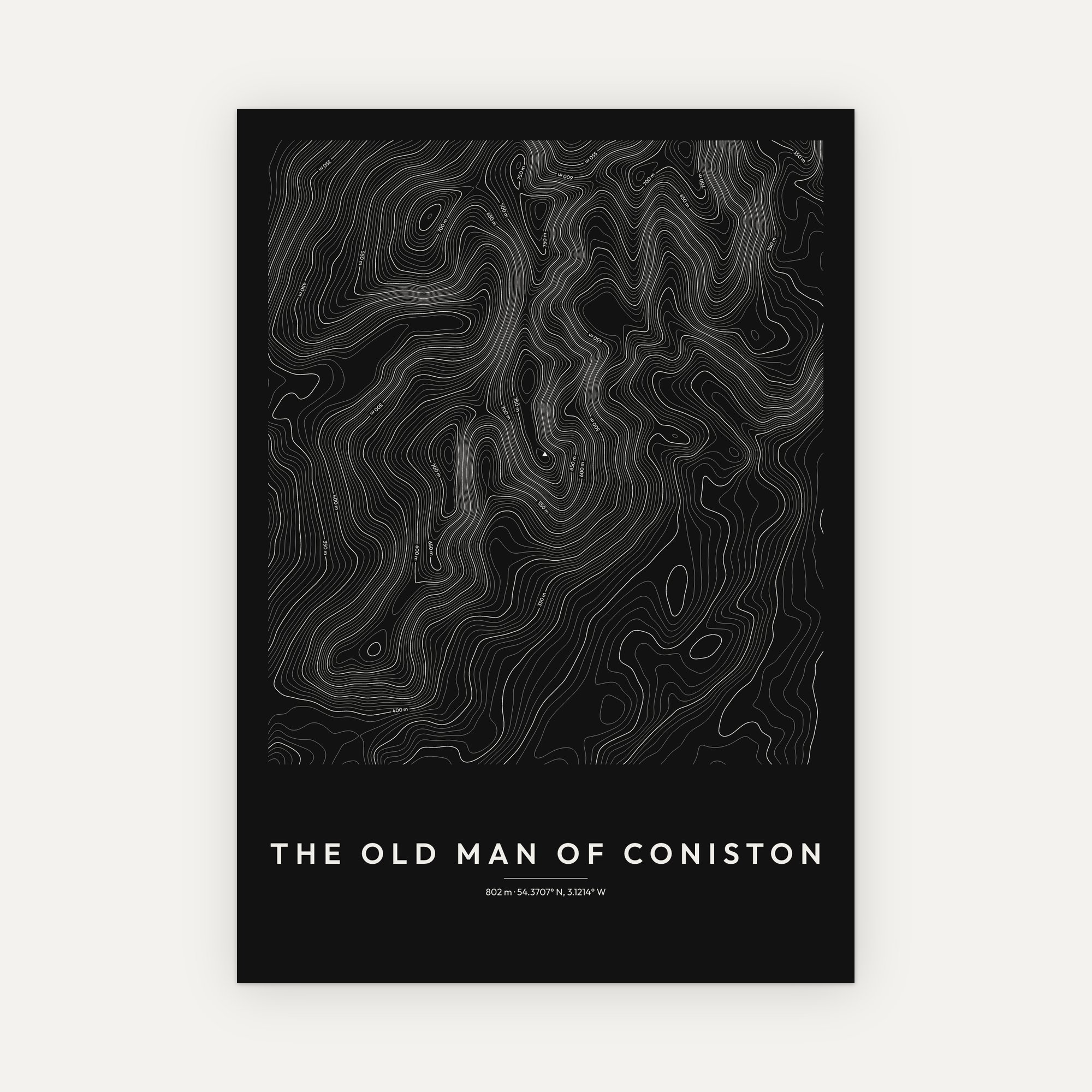 The Old Man of Coniston Contour Map Print - Image 4