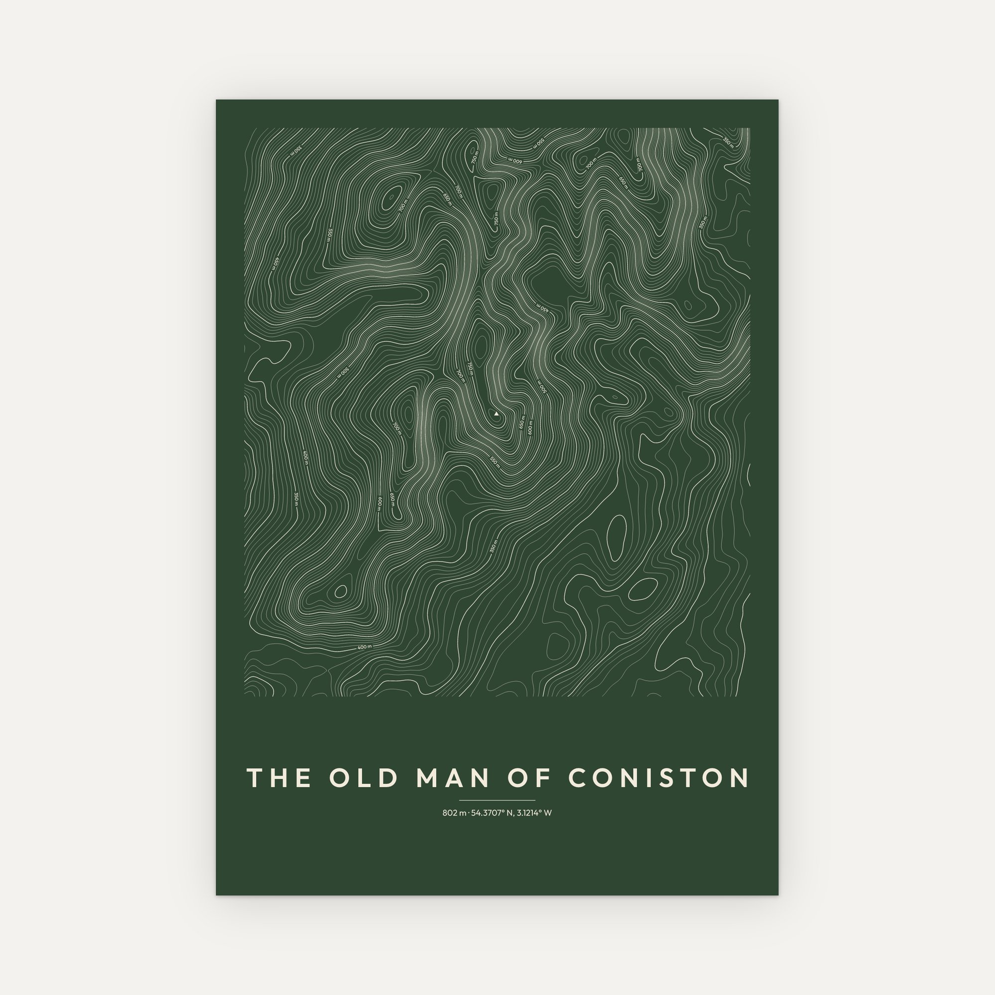 The Old Man of Coniston Contour Map Print - Image 7