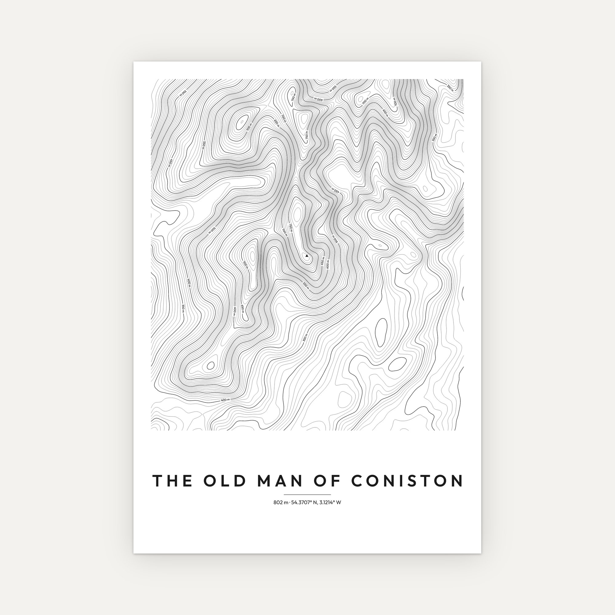 The Old Man of Coniston Contour Map Print - Image 3