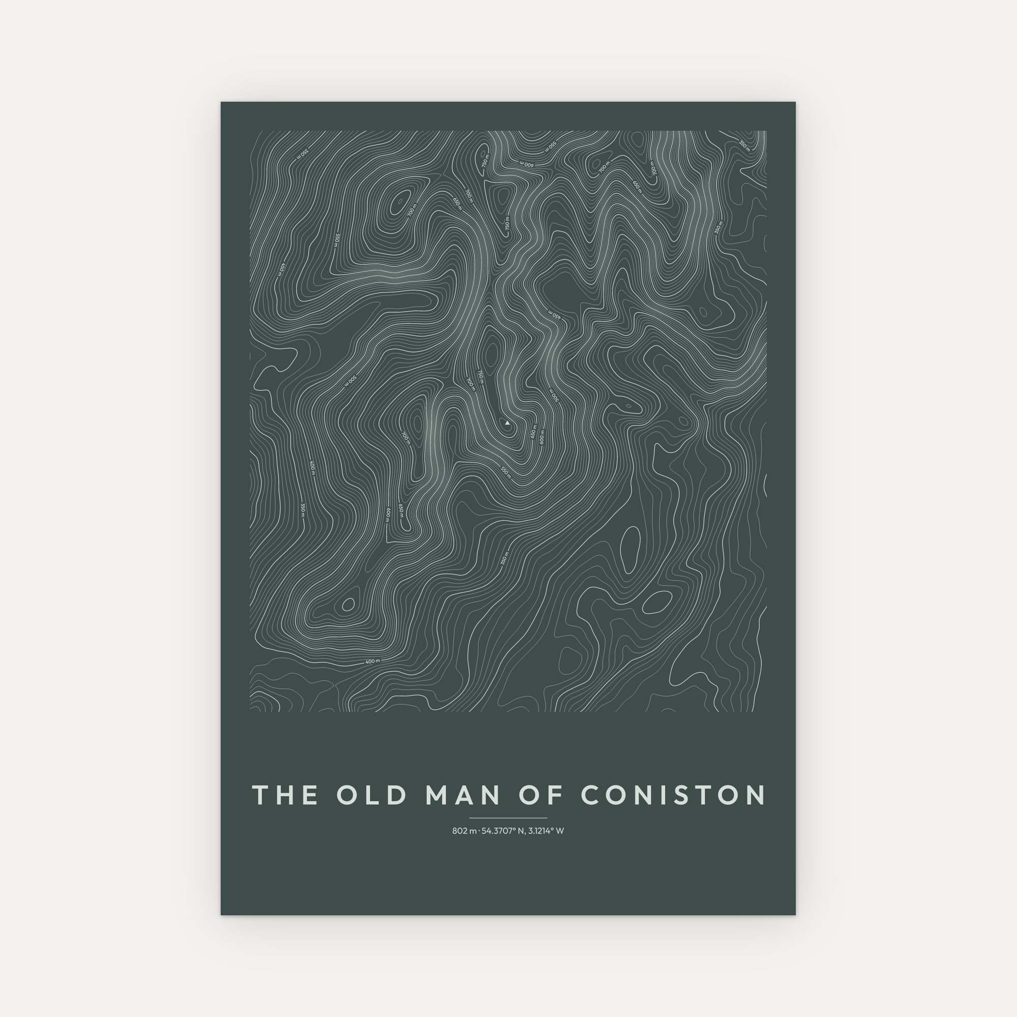 The Old Man of Coniston Contour Map Print - Image 8