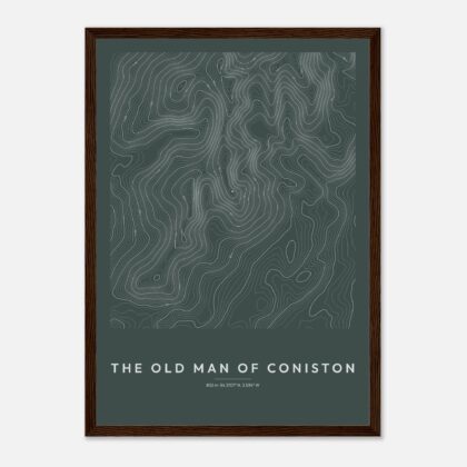The Old Man of Coniston contour map print, framed