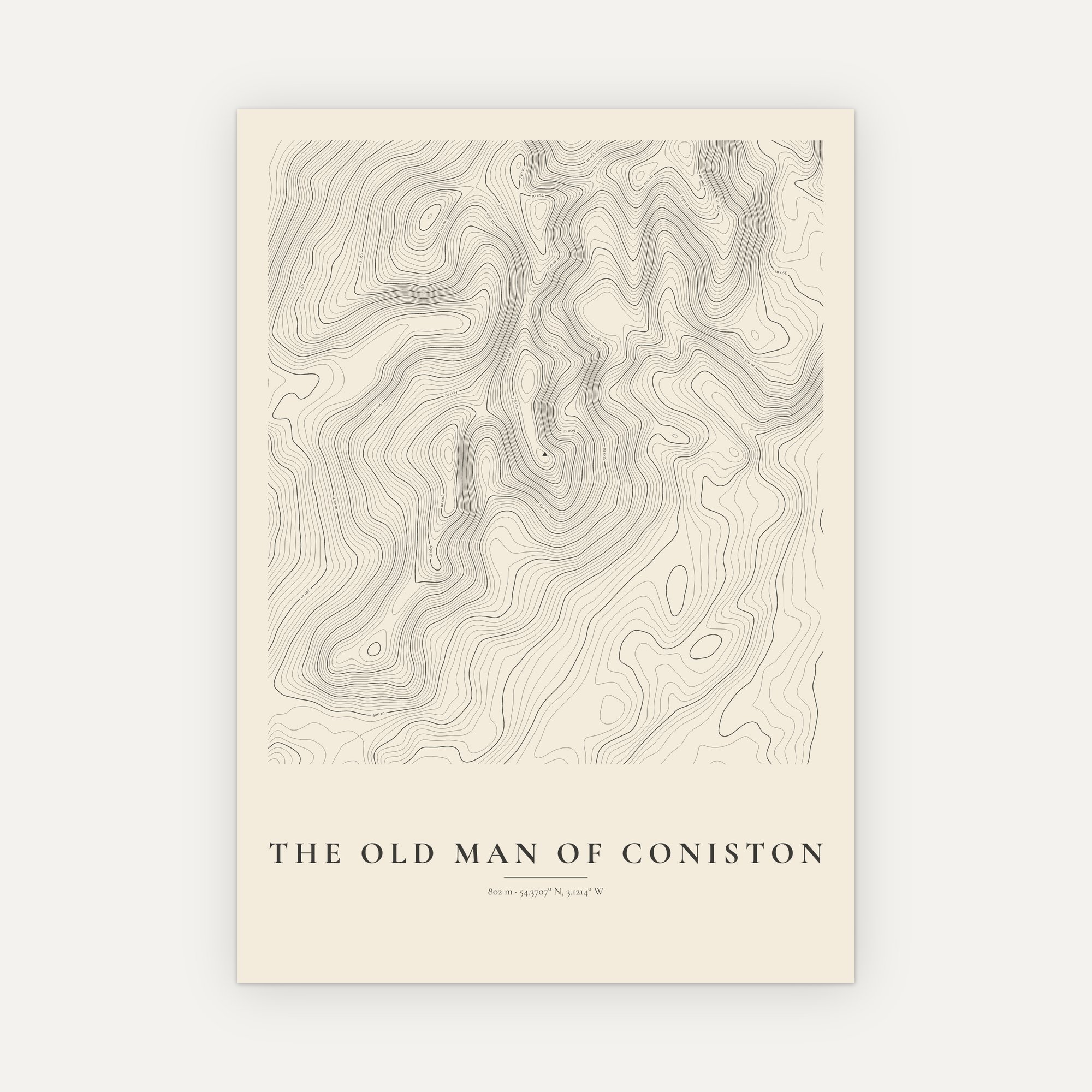 The Old Man of Coniston Contour Map Print - Image 6