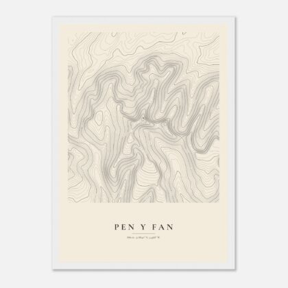 Pen y Fan contour map print, framed
