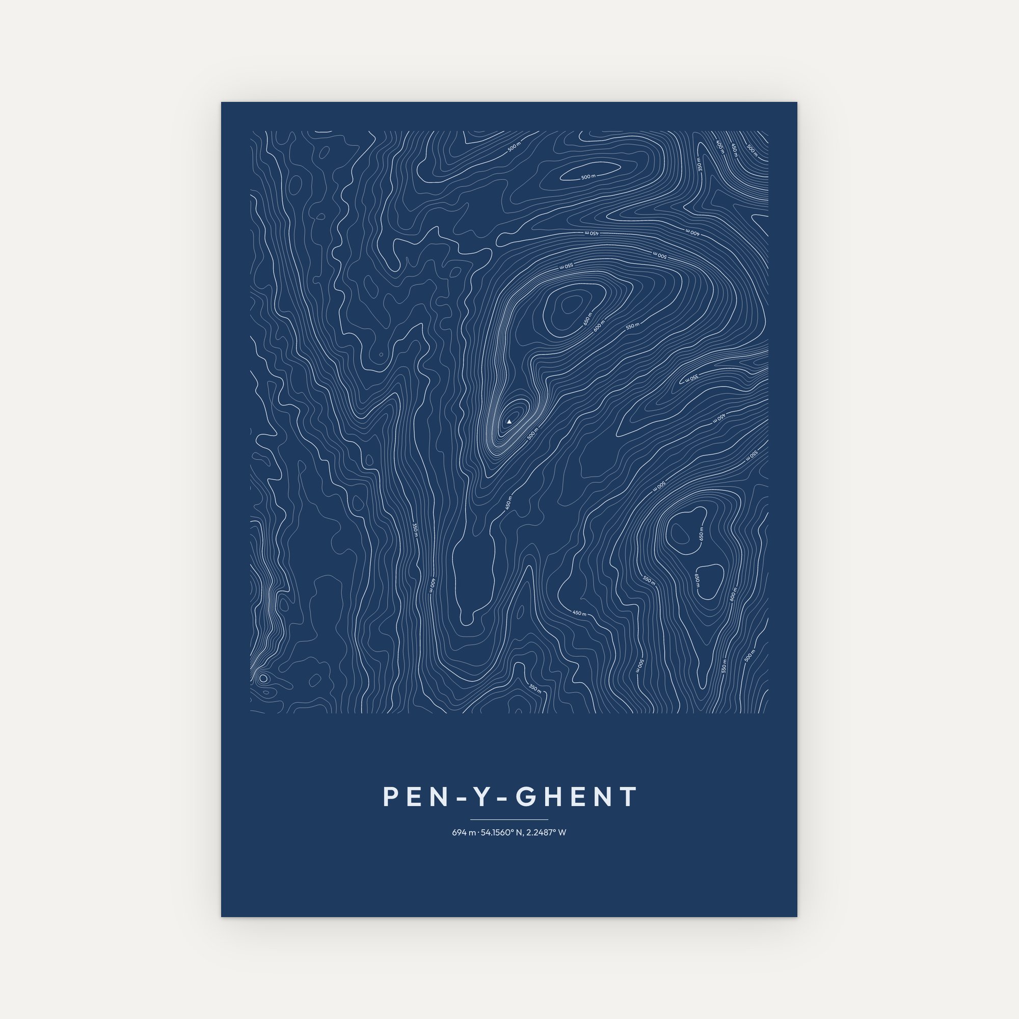 Pen-y-ghent Contour Map Print - Image 5