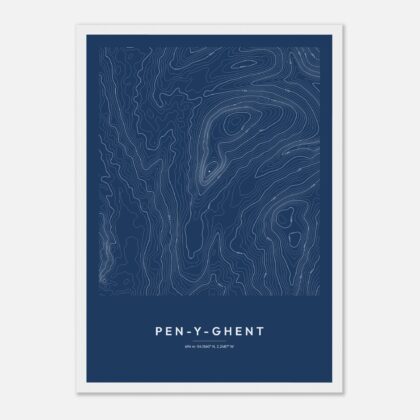 Pen-y-ghent contour map print, framed