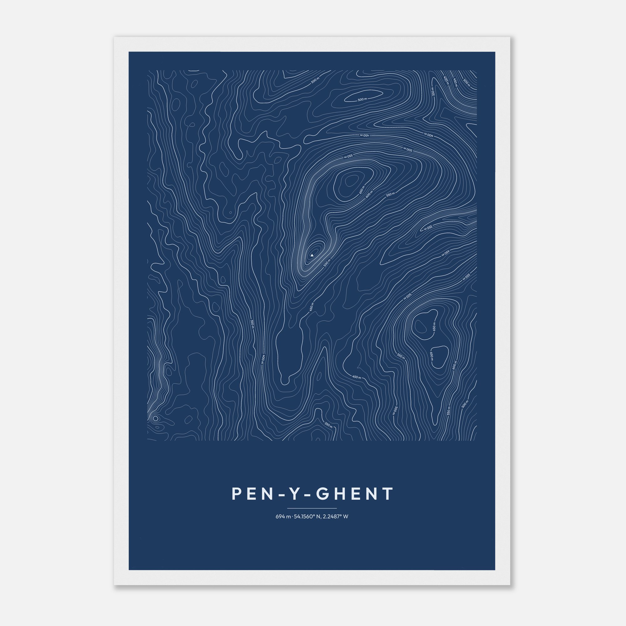 Pen-y-ghent contour map print, framed