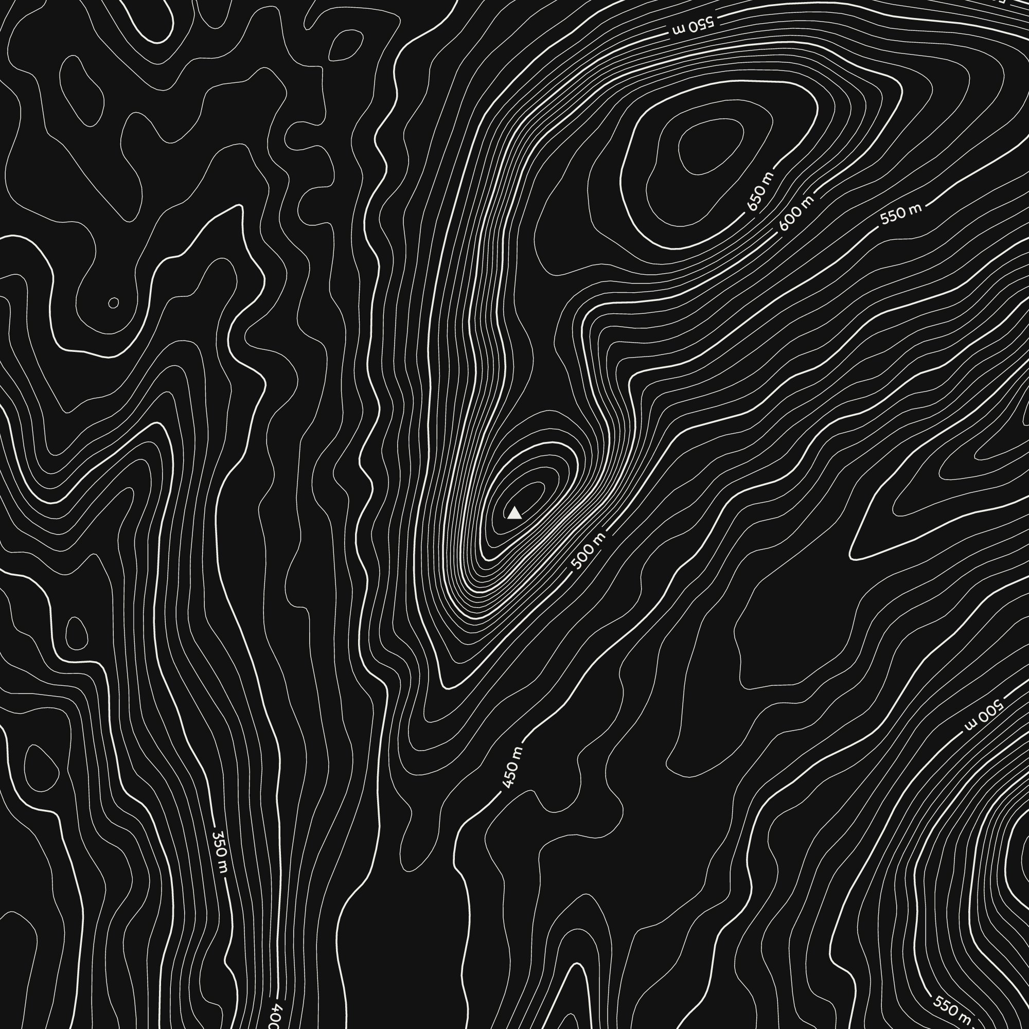 Close-up of the Pen-y-ghent contour map print around the summit