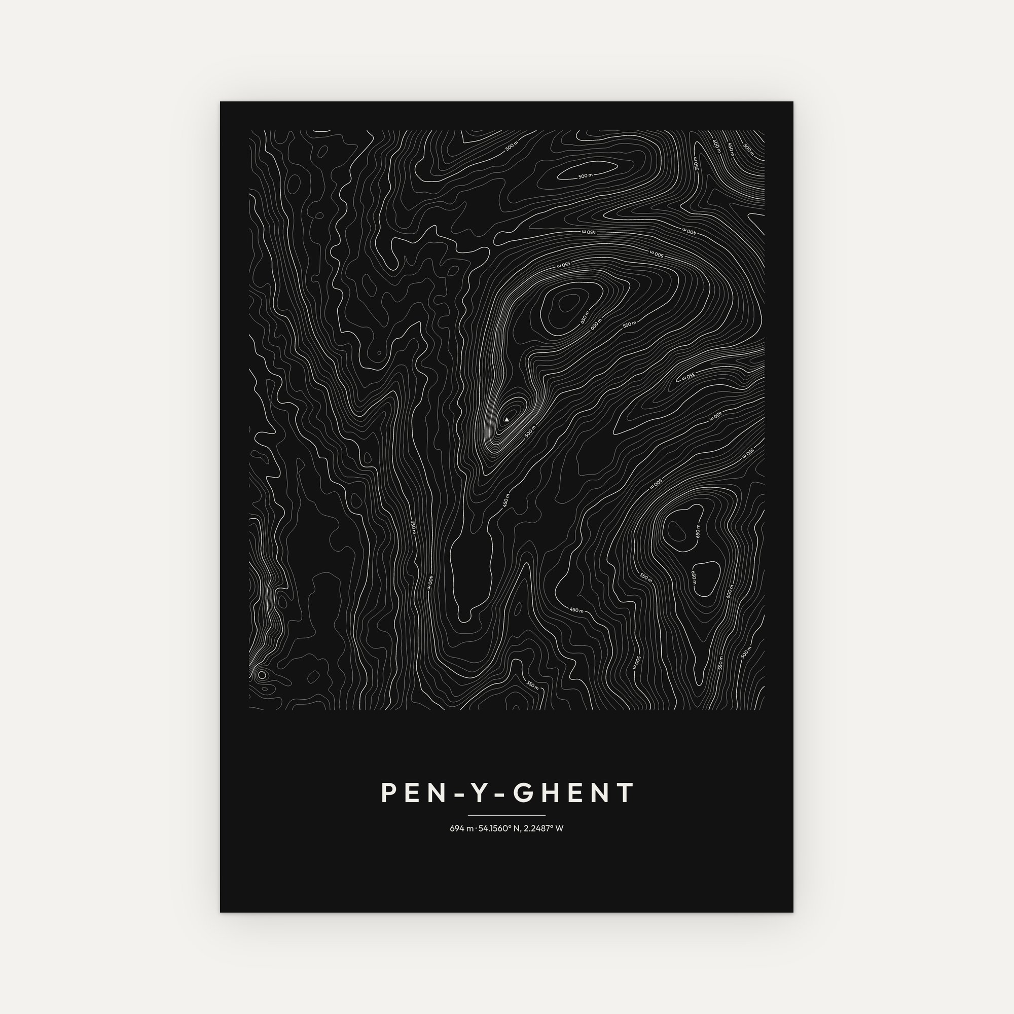 Pen-y-ghent Contour Map Print - Image 4