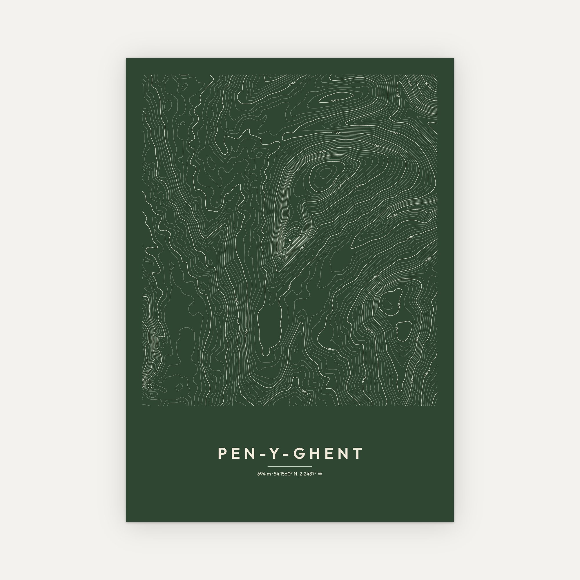 Pen-y-ghent Contour Map Print - Image 7