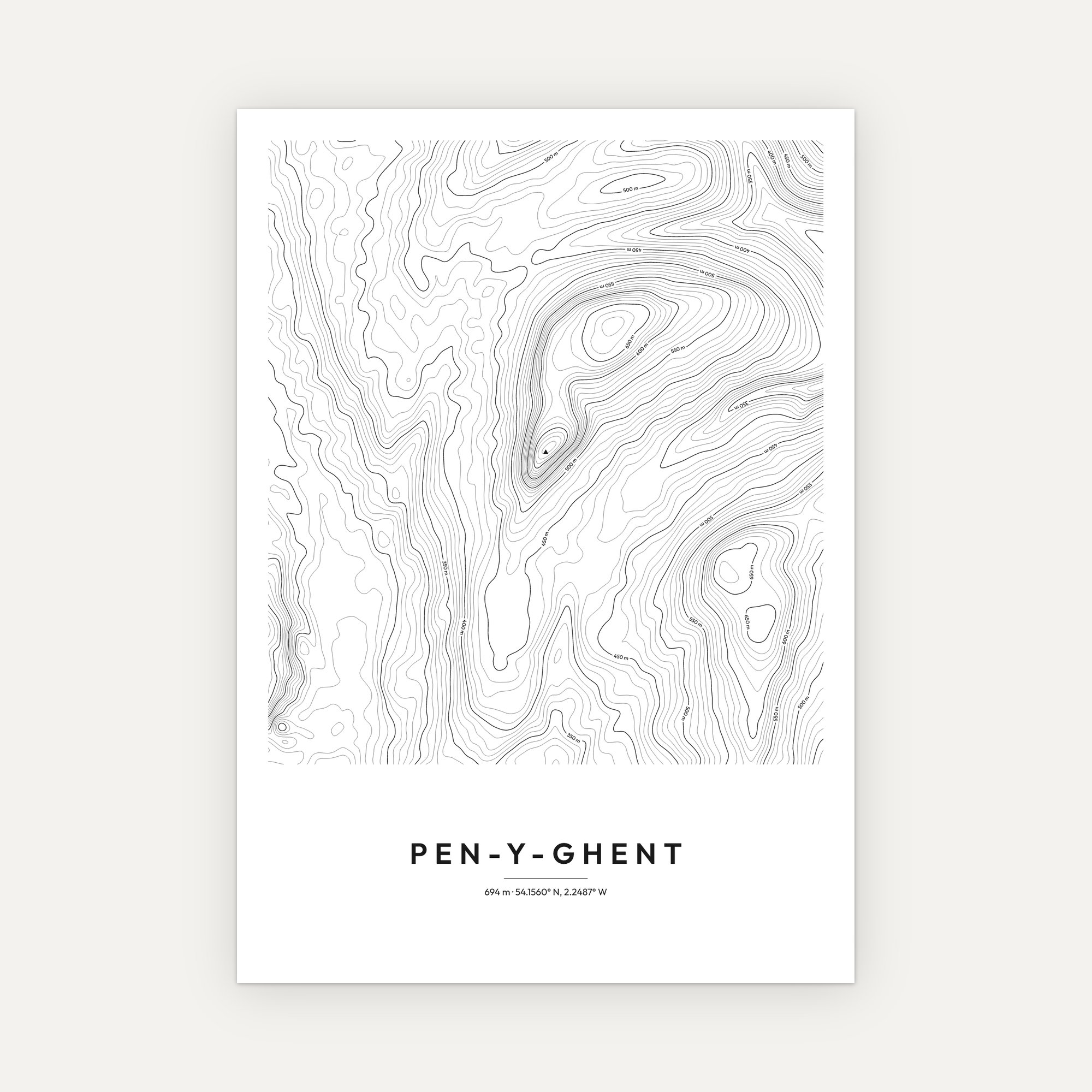 Pen-y-ghent Contour Map Print - Image 3
