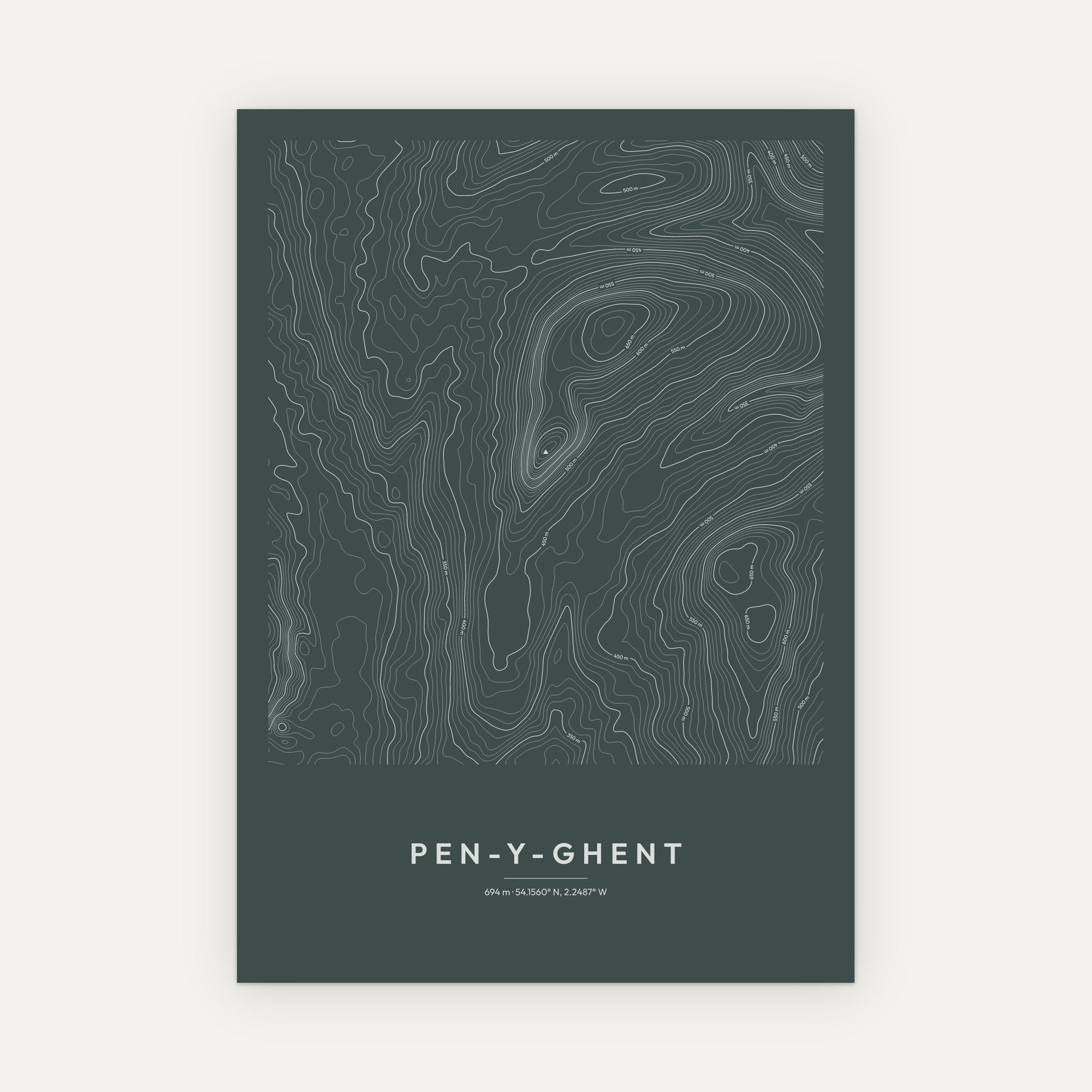 Pen-y-ghent Contour Map Print - Image 8