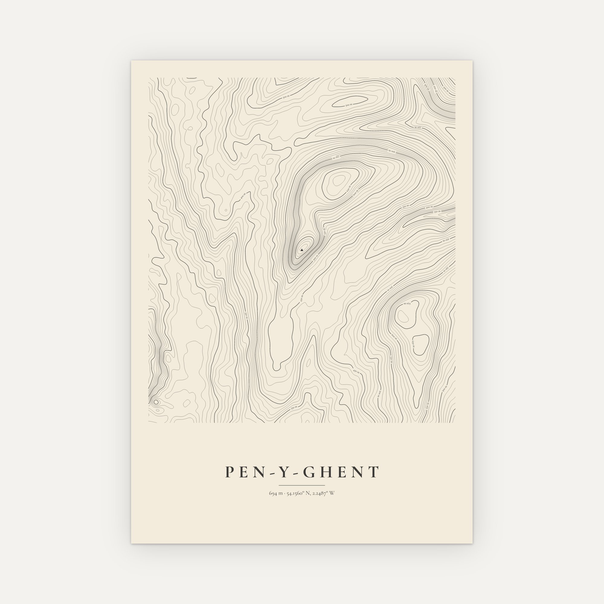 Pen-y-ghent Contour Map Print - Image 6