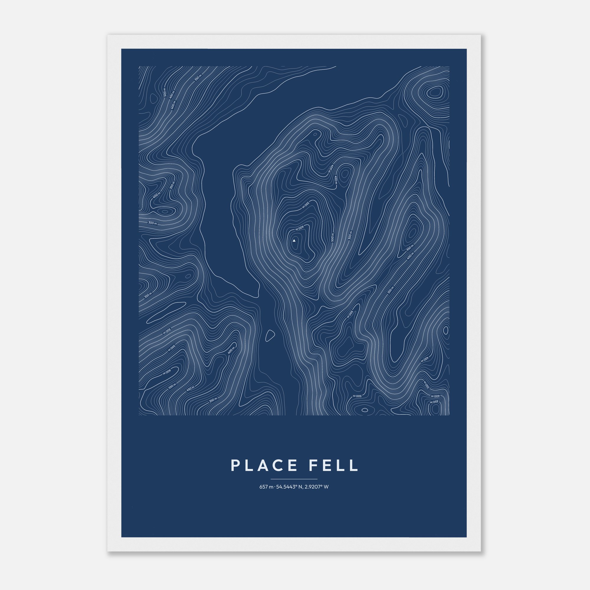 Place Fell contour map print, framed