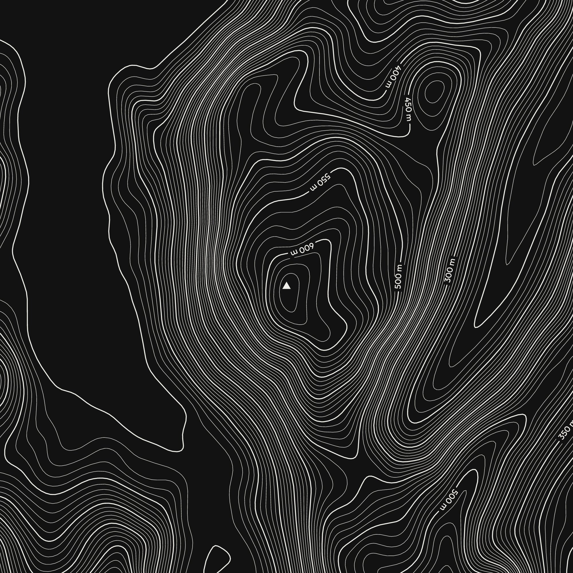 Close-up of the Place Fell contour map print around the summit