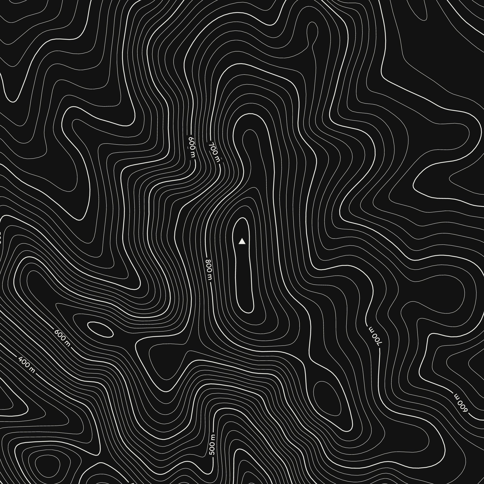 Close-up of the Skiddaw contour map print around the summit