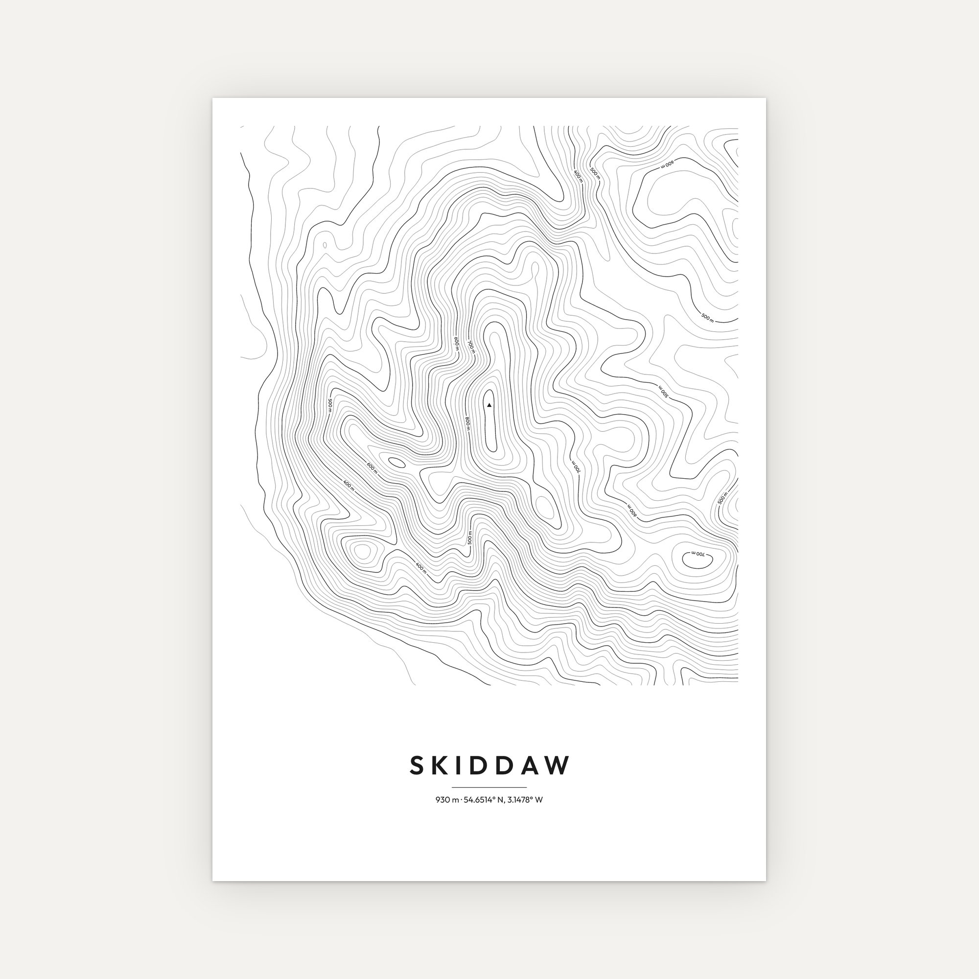 Skiddaw Contour Map Print - Image 3