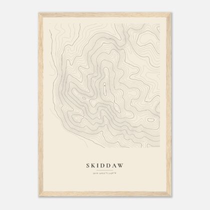 Skiddaw contour map print, framed