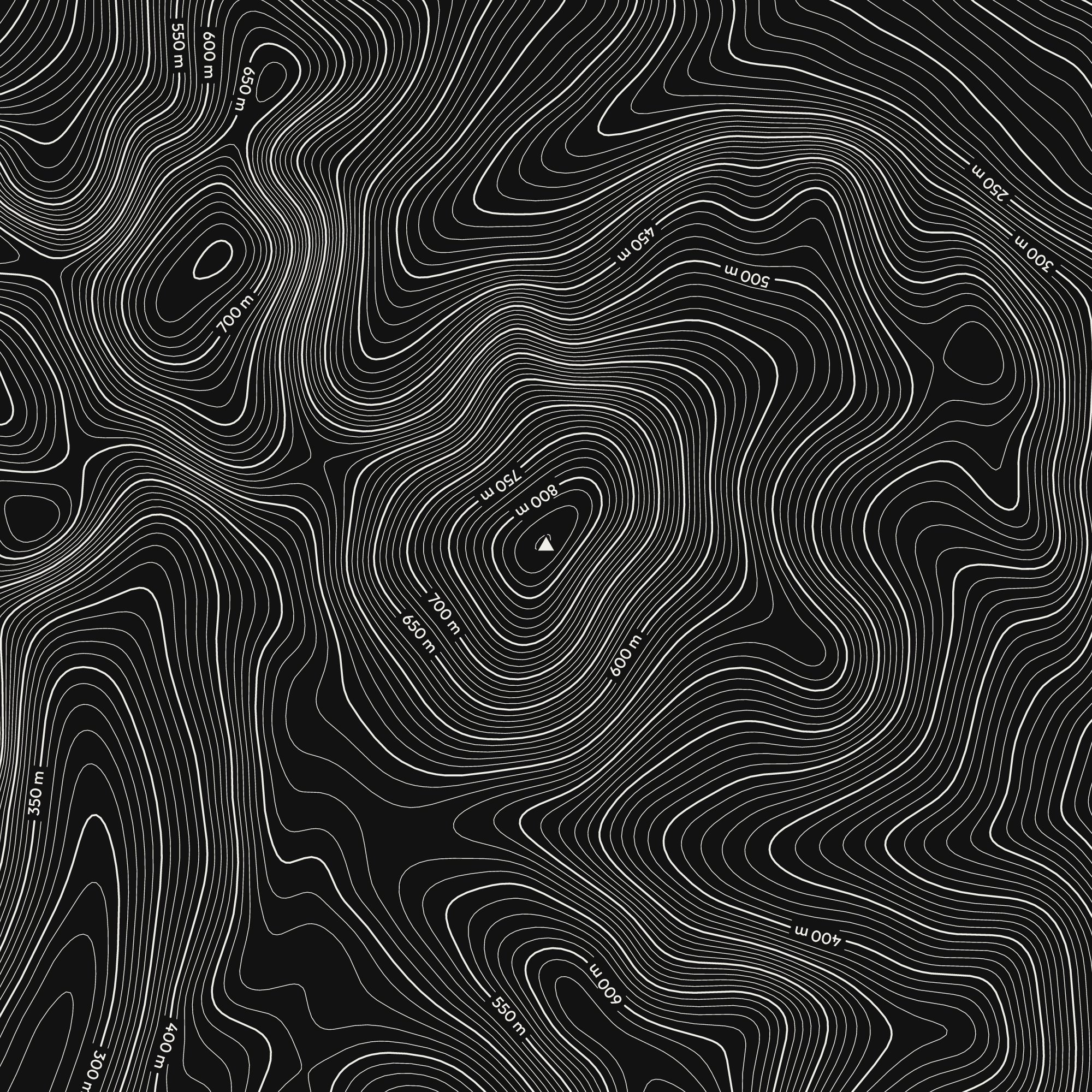 Close-up of the Slieve Donard contour map print around the summit