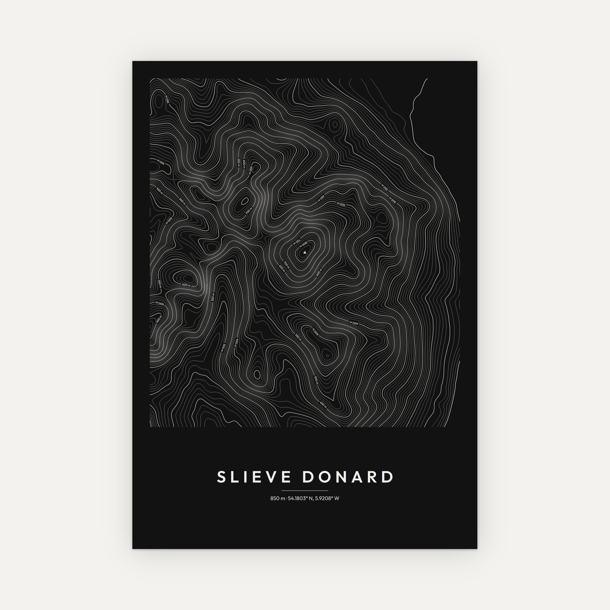 Slieve Donard Contour Map Print - Image 4