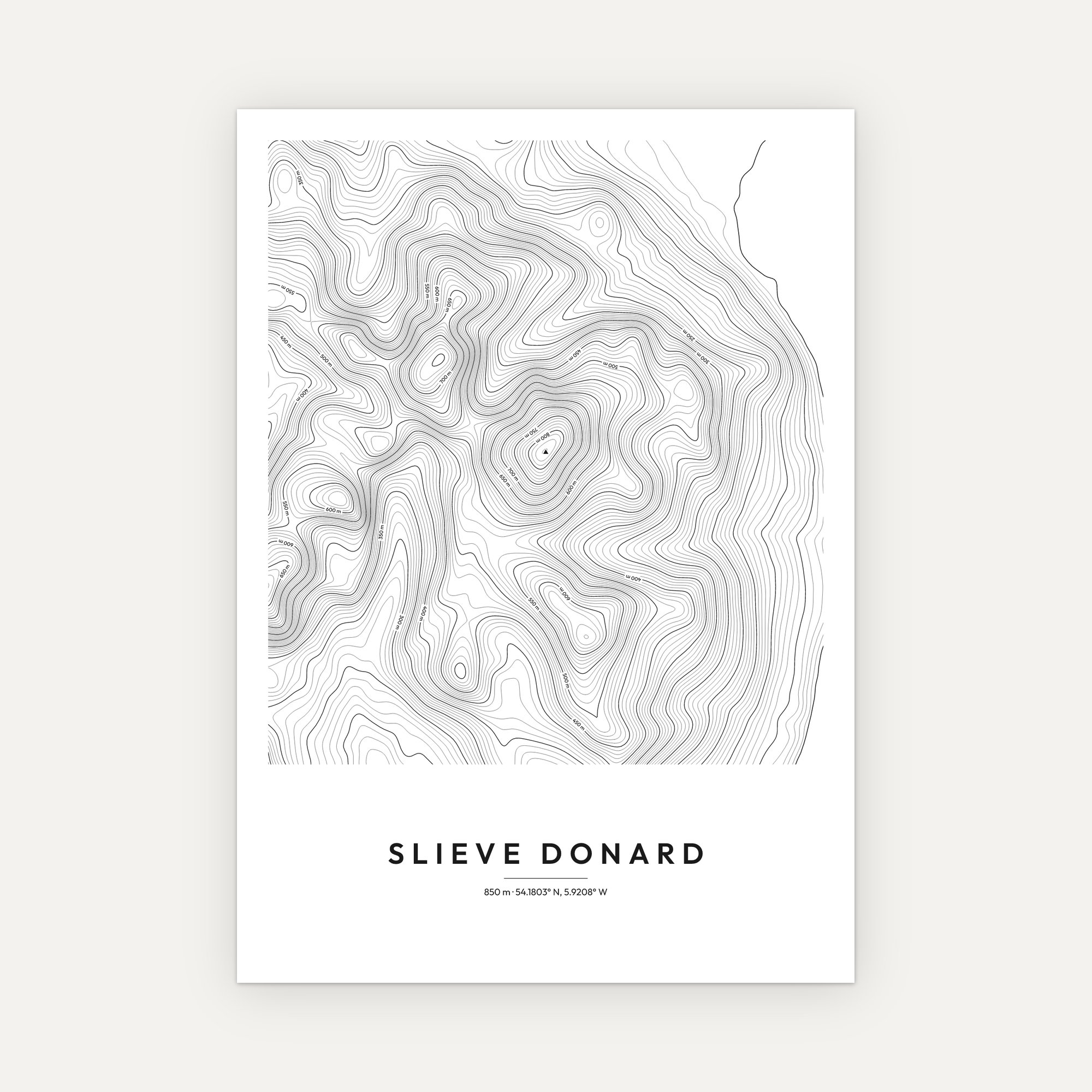 Slieve Donard Contour Map Print - Image 3
