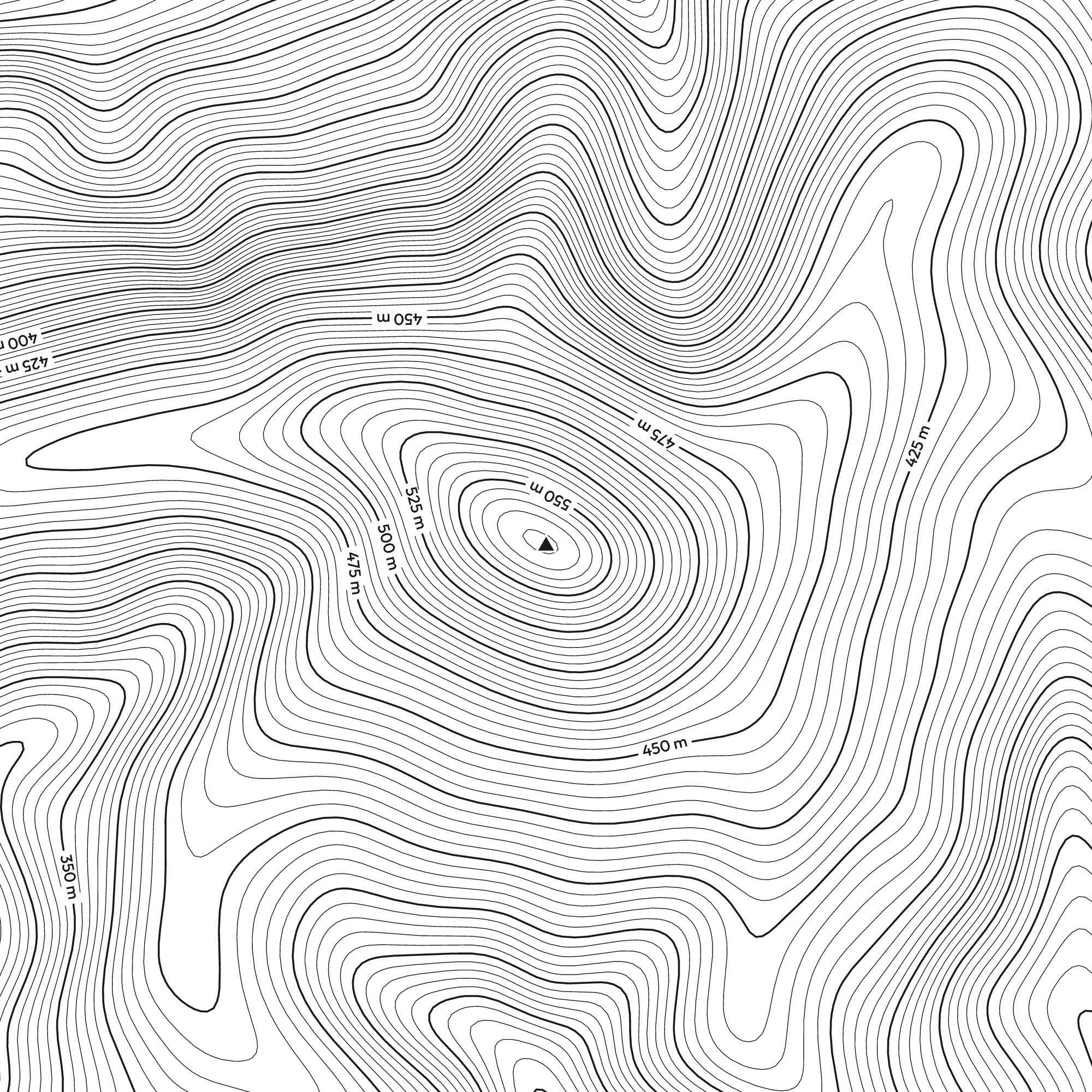 Close-up of the Sugar Loaf contour map print around the summit