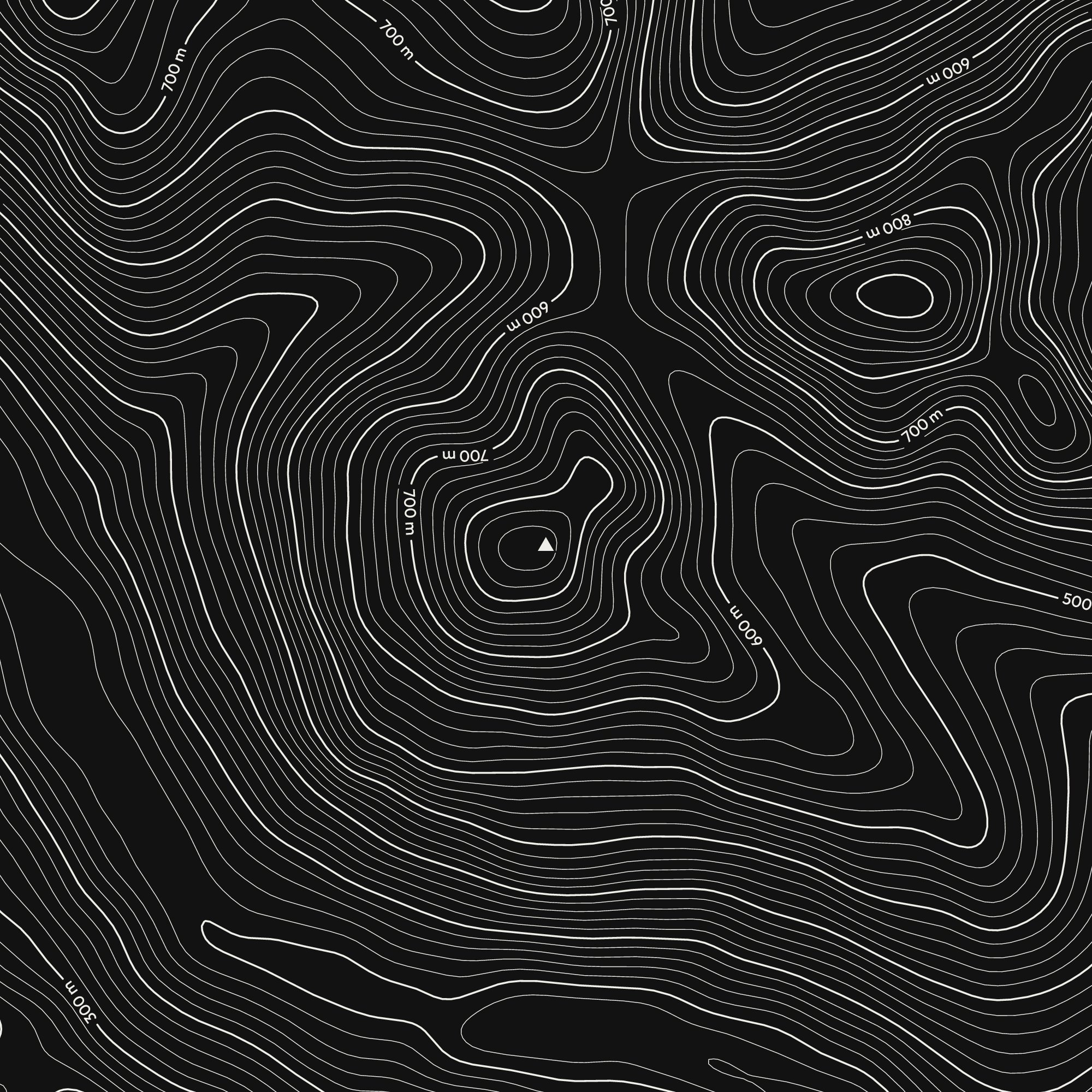 Close-up of the The Cobbler contour map print around the summit