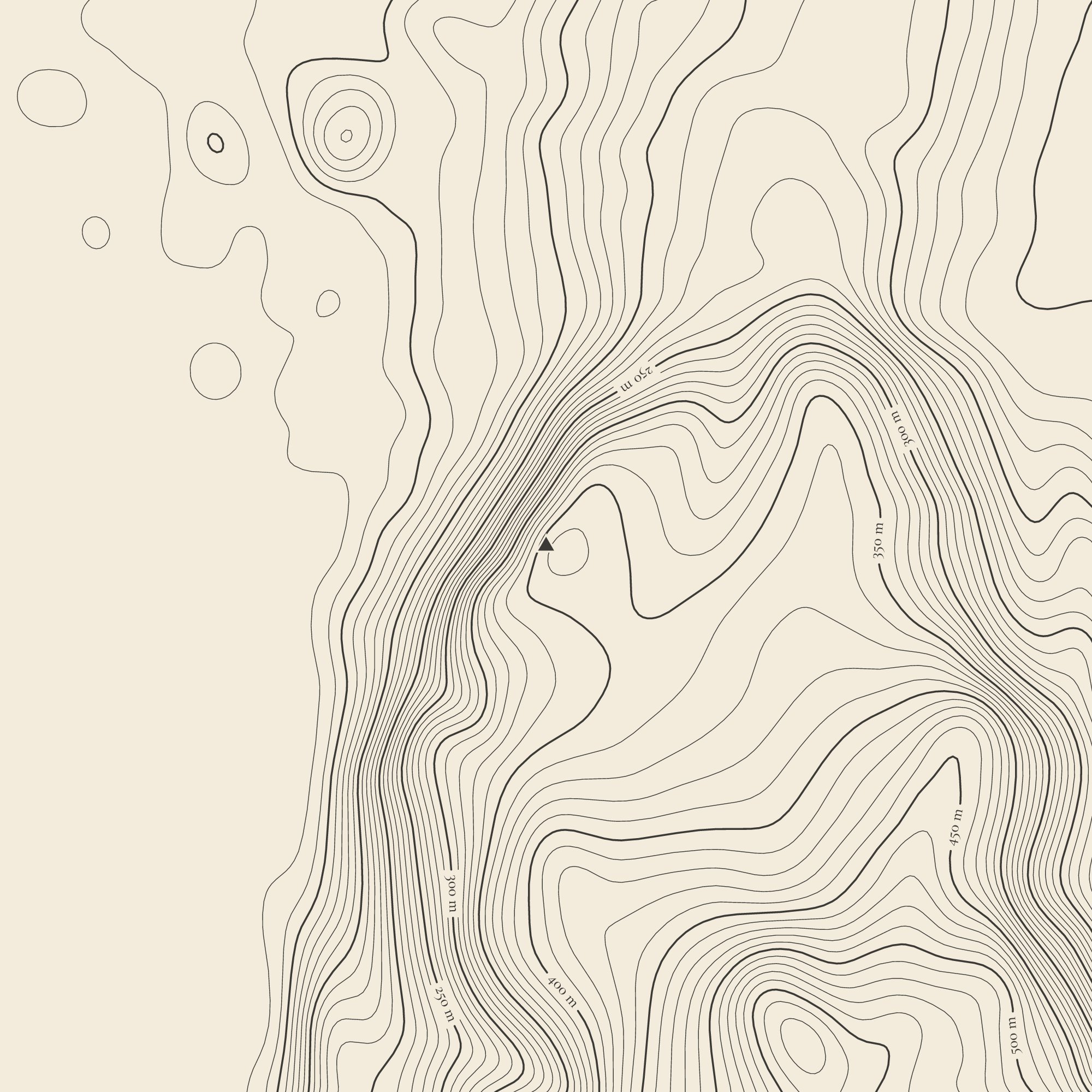 Close-up of the Walla Crag contour map print around the summit