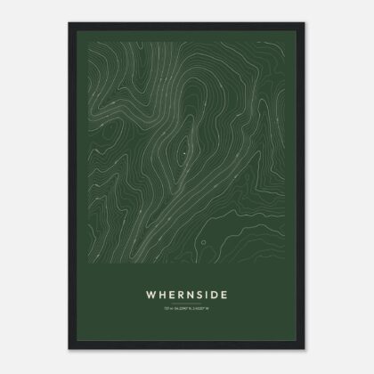 Whernside contour map print, framed
