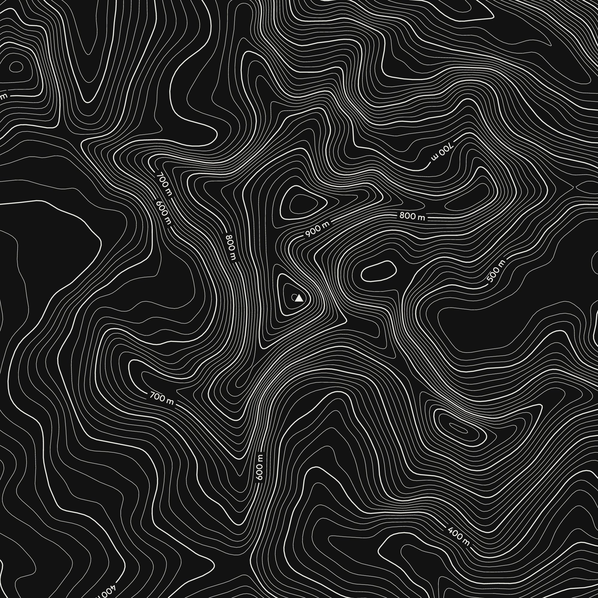 Close-up of the Yr Wyddfa contour map print around the summit