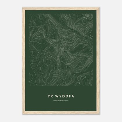 Yr Wyddfa contour map print, framed