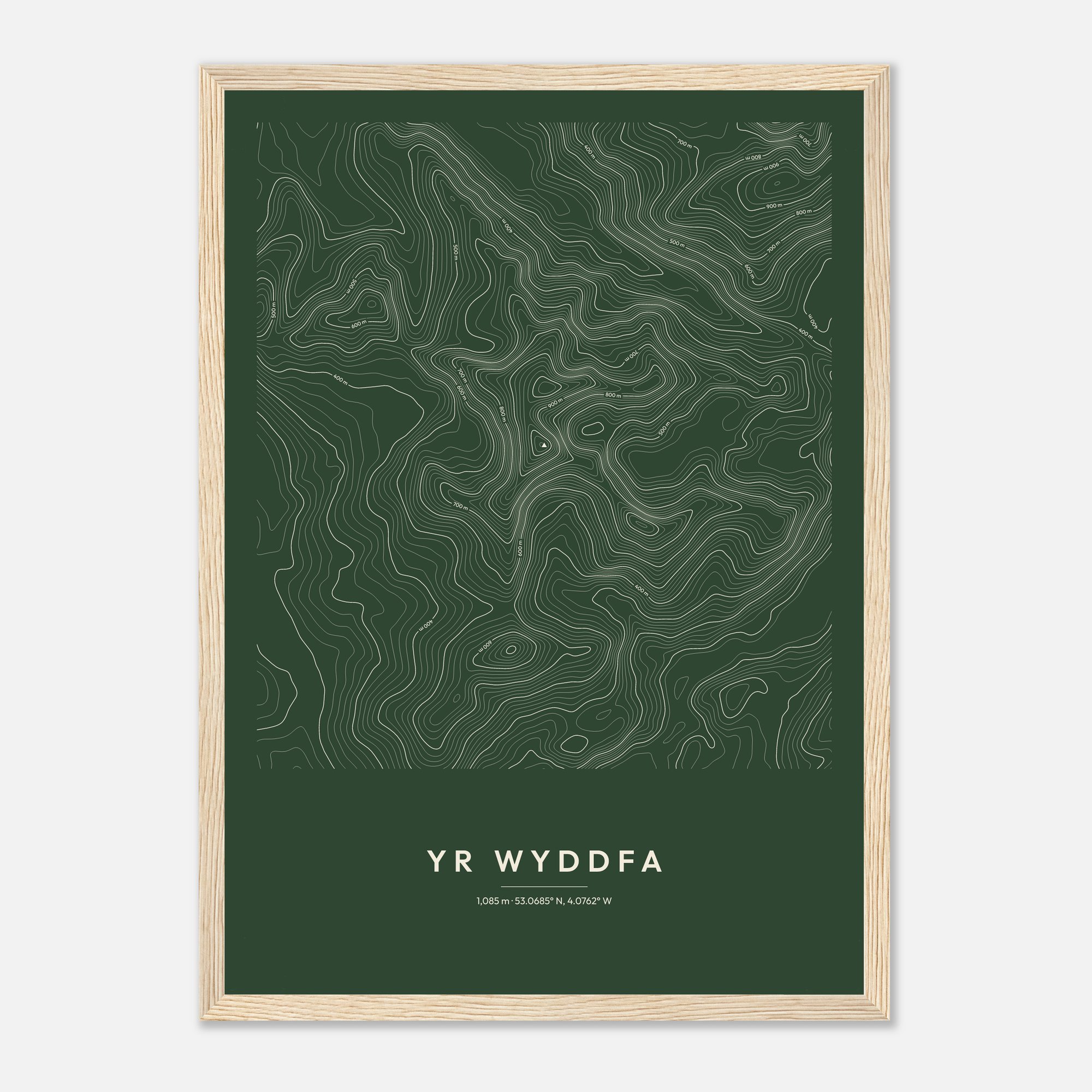 Yr Wyddfa contour map print, framed